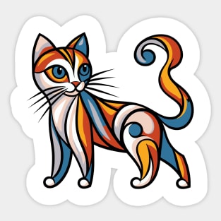 Pop art cat illustration. cubism cat illustration Sticker